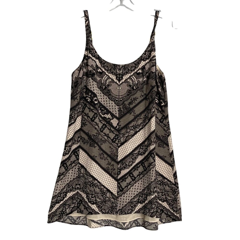 Cabi Monaco Cami Top Black Cream Womens S Lace Print Lined 3278